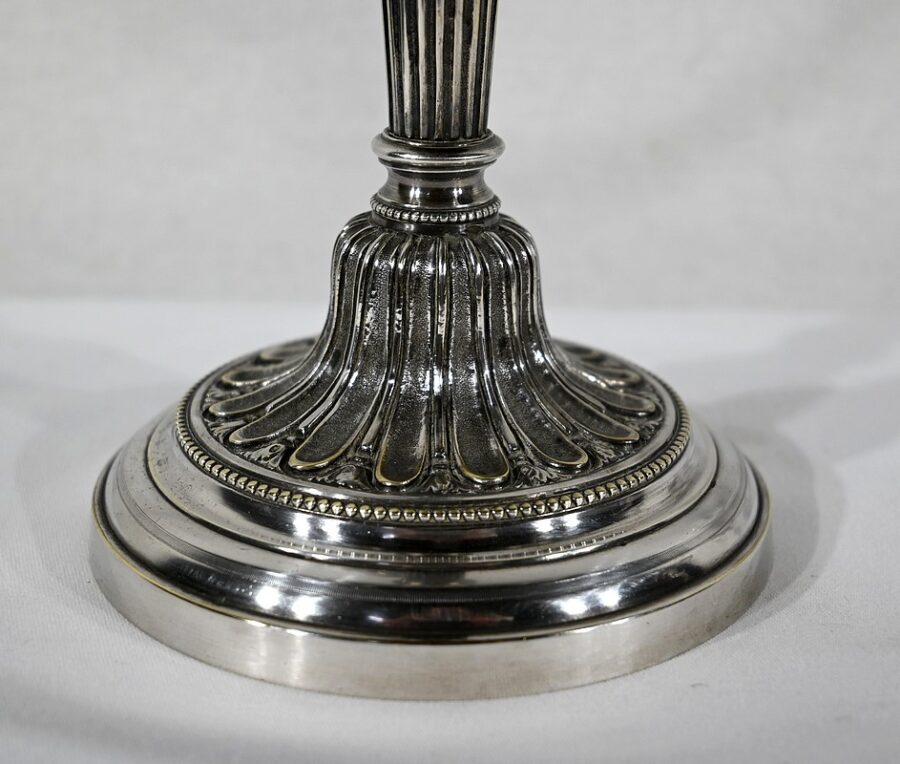 Paire de Chandeliers en Bronze Argenté – Fin XIXe – Image 13