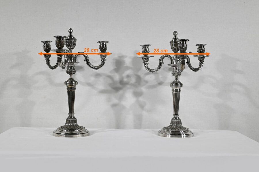 Paire de Chandeliers en Bronze Argenté – Fin XIXe – Image 17