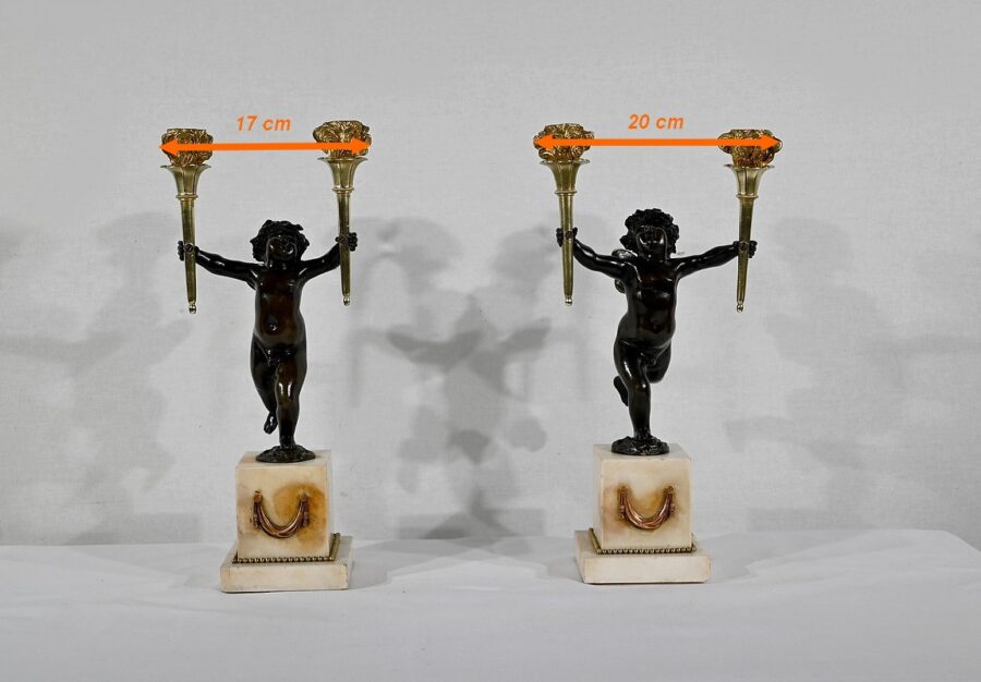 Paire de Chandeliers en Bronze et Marbre – 1ère partie du XIXe – Image 24