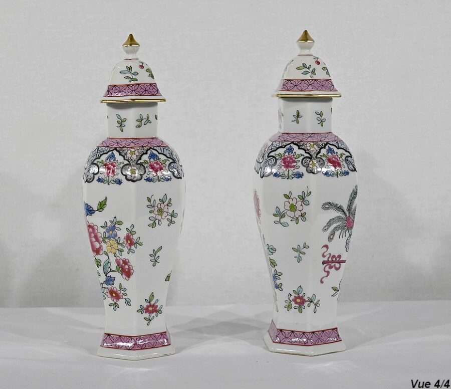 Paire de Vases Hexagonaux en Faïence, Chine – Fin XIXe – Image 16