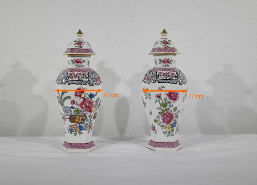 Paire de Vases Hexagonaux en Faïence, Chine – Fin XIXe – Image 18