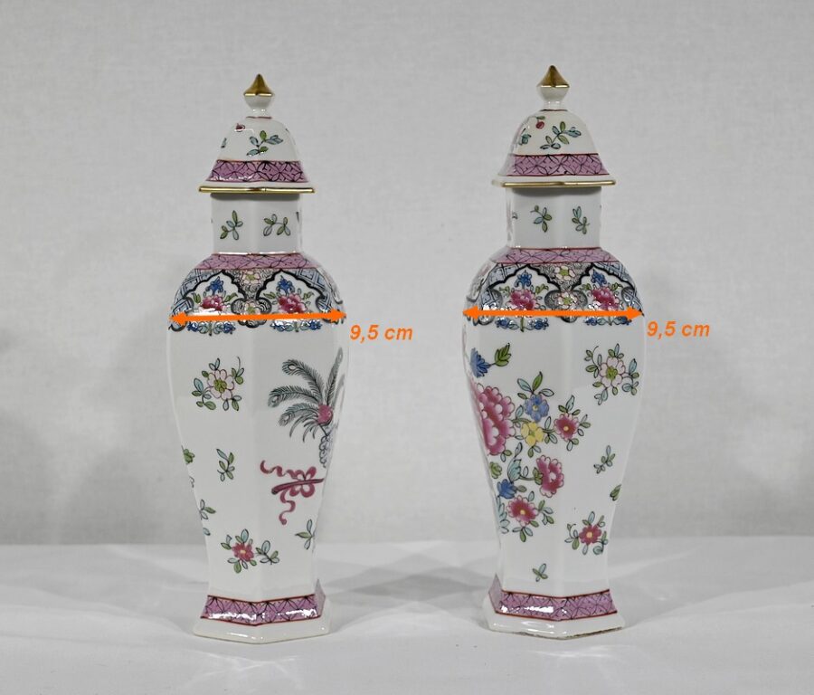 Paire de Vases Hexagonaux en Faïence, Chine – Fin XIXe – Image 19