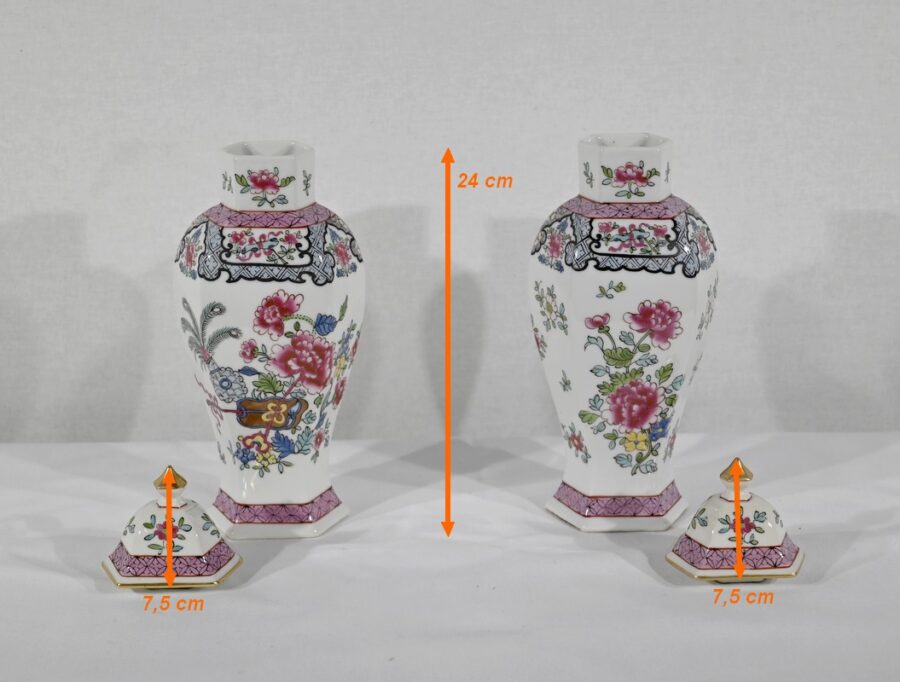 Paire de Vases Hexagonaux en Faïence, Chine – Fin XIXe – Image 20