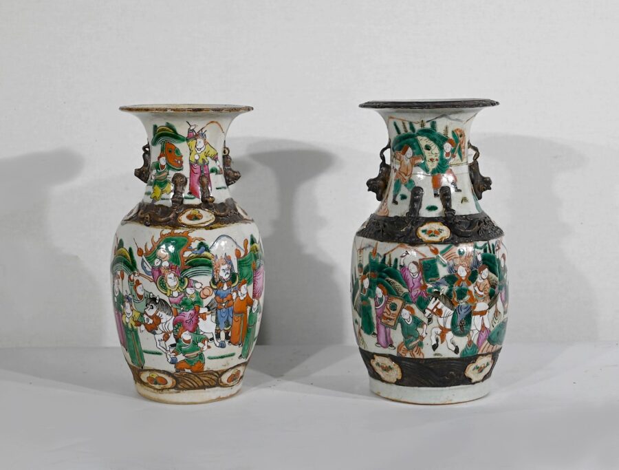 Paire de Vases en Porcelaine de Nankin, Chine – Fin XIXe – Image 2