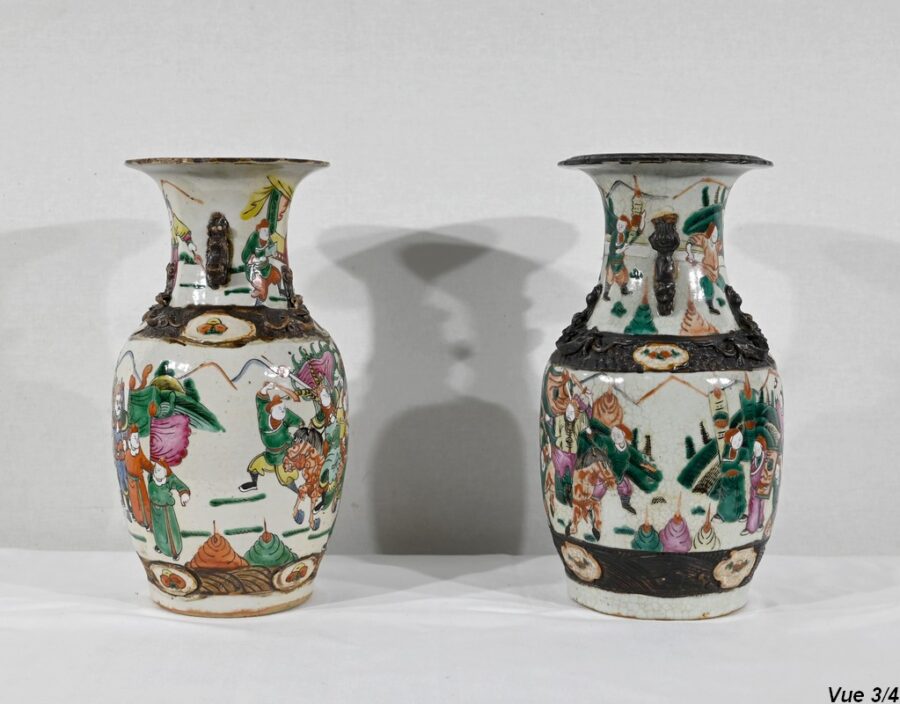 Paire de Vases en Porcelaine de Nankin, Chine – Fin XIXe – Image 25