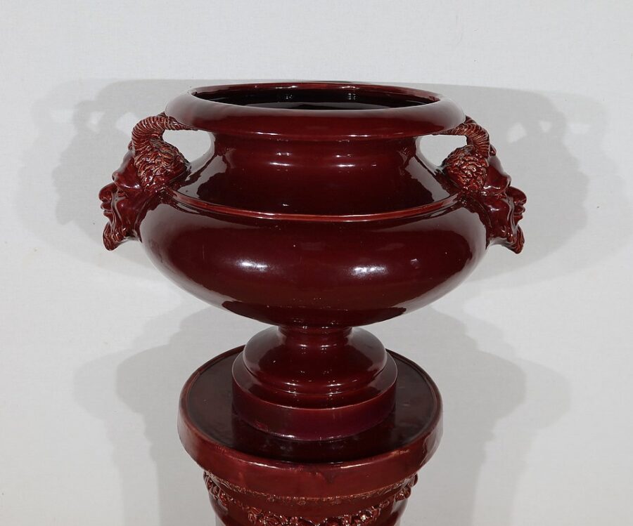 Important Cache-pot et Colonne en Céramique Vernissée - 1920 – Image 5