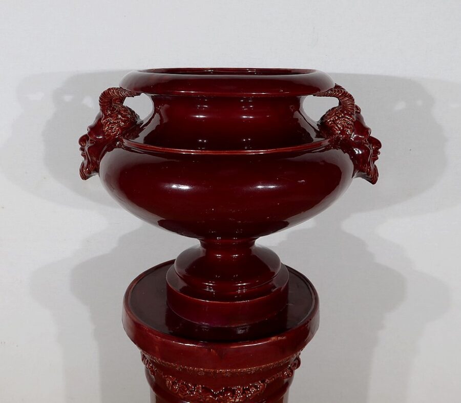 Important Cache-pot et Colonne en Céramique Vernissée - 1920 – Image 9
