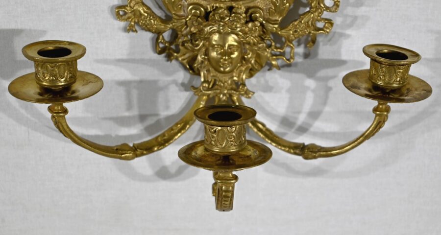 Paire d’Appliques Murales en Bronze Doré, époque Napoléon III – Milieu XIXe – Image 15