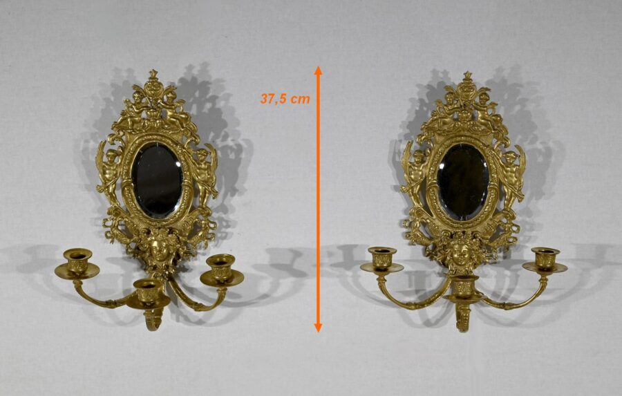 Paire d’Appliques Murales en Bronze Doré, époque Napoléon III – Milieu XIXe – Image 17