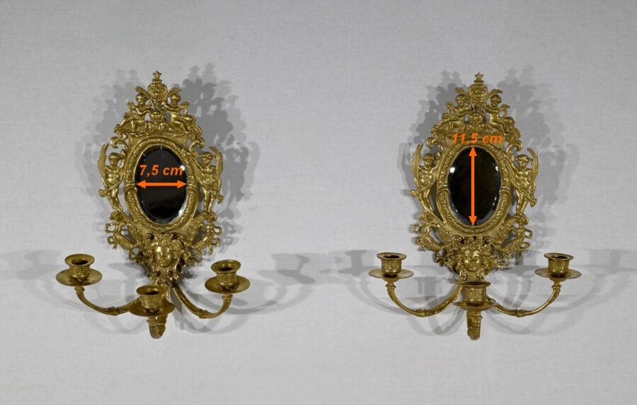 Paire d’Appliques Murales en Bronze Doré, époque Napoléon III – Milieu XIXe – Image 19