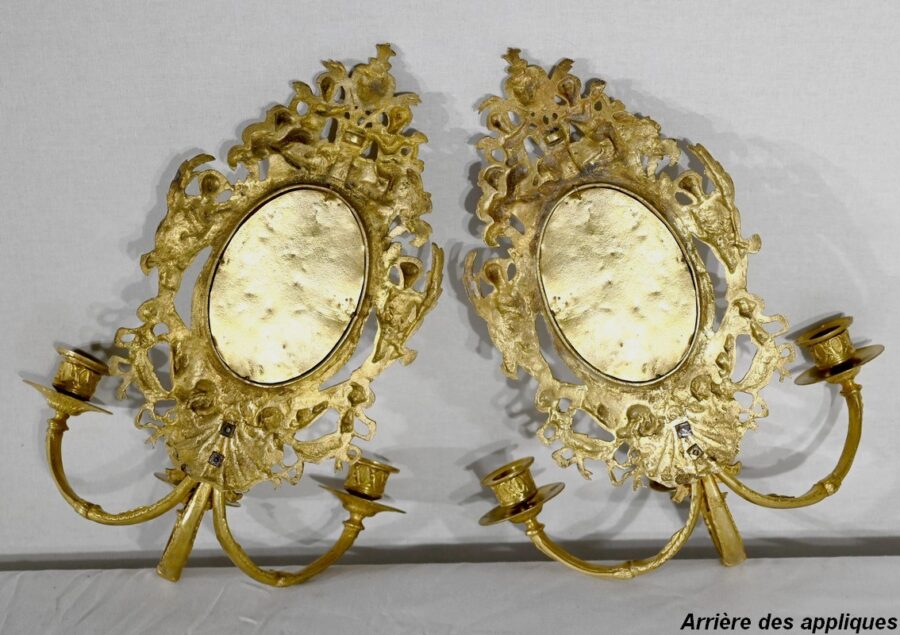 Paire d’Appliques Murales en Bronze Doré, époque Napoléon III – Milieu XIXe – Image 20