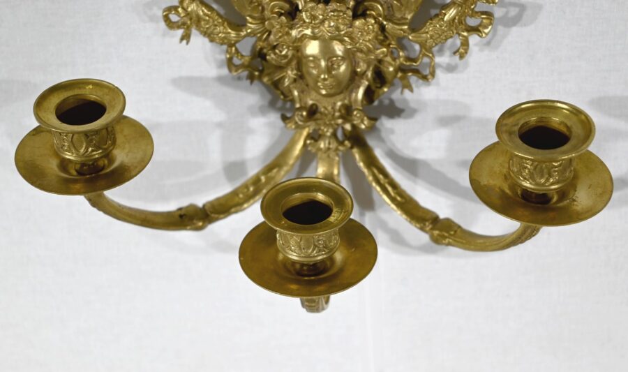 Paire d’Appliques Murales en Bronze Doré, époque Napoléon III – Milieu XIXe – Image 8