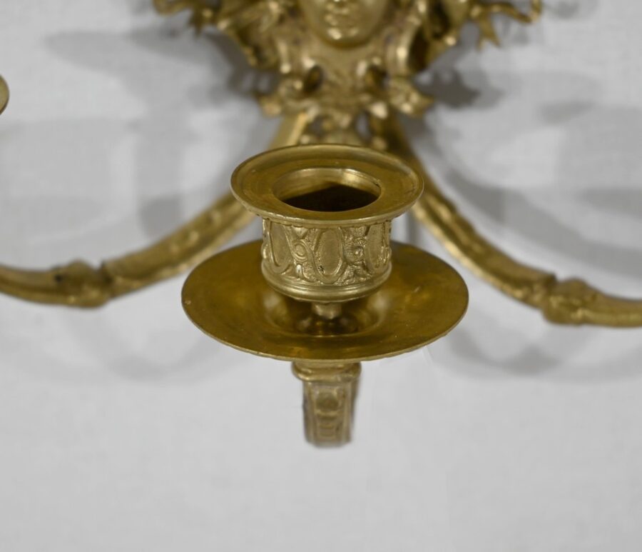 Paire d’Appliques Murales en Bronze Doré, époque Napoléon III – Milieu XIXe – Image 9