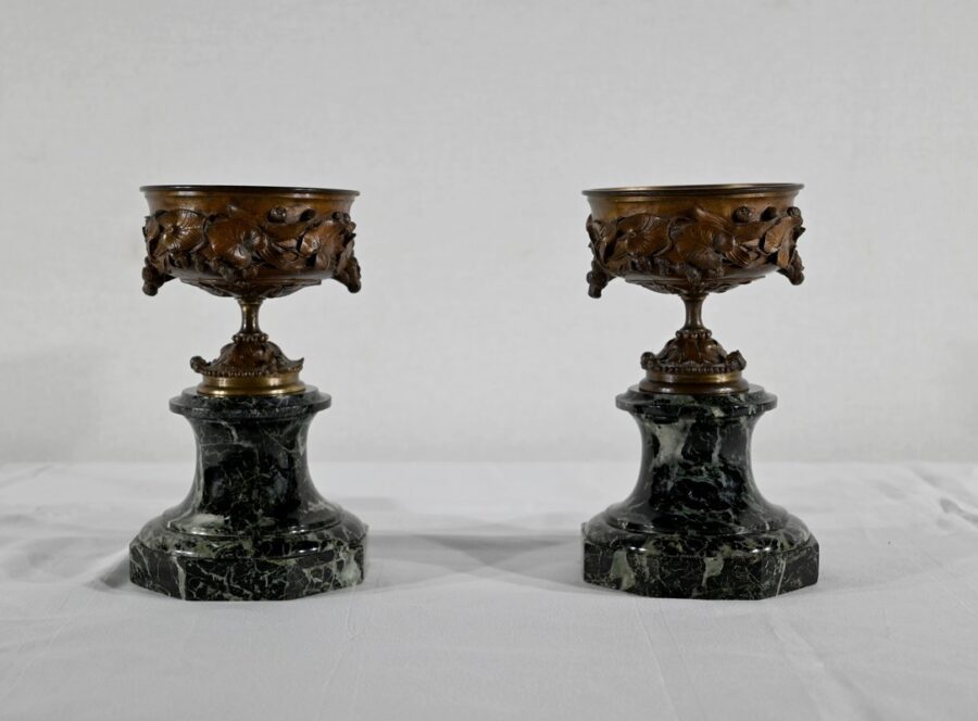 Paire de Coupes en Bronze et Marbre – Fin XIXe