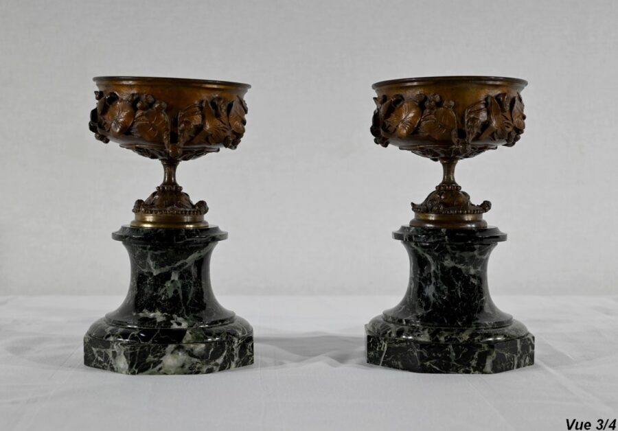 Paire de Coupes en Bronze et Marbre – Fin XIXe – Image 12