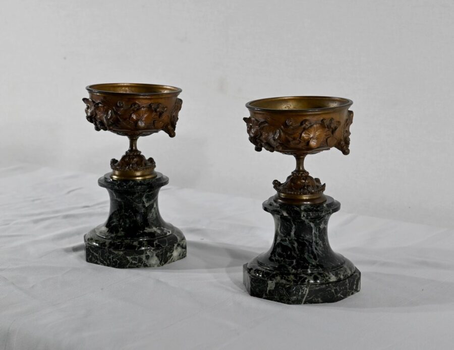 Paire de Coupes en Bronze et Marbre – Fin XIXe – Image 3