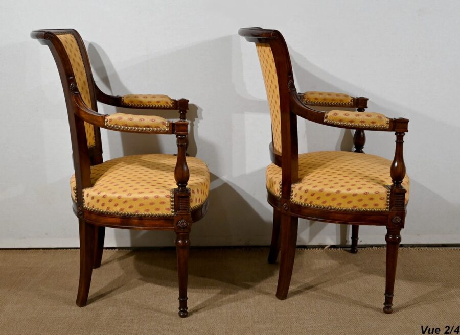 Paire de Fauteuils en Acajou, style Louis XVI – 2ème partie XIXe – Image 15