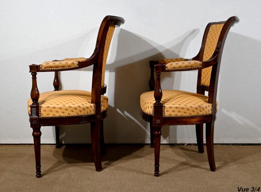 Paire de Fauteuils en Acajou, style Louis XVI – 2ème partie XIXe – Image 20