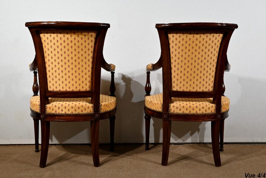Paire de Fauteuils en Acajou, style Louis XVI – 2ème partie XIXe – Image 23