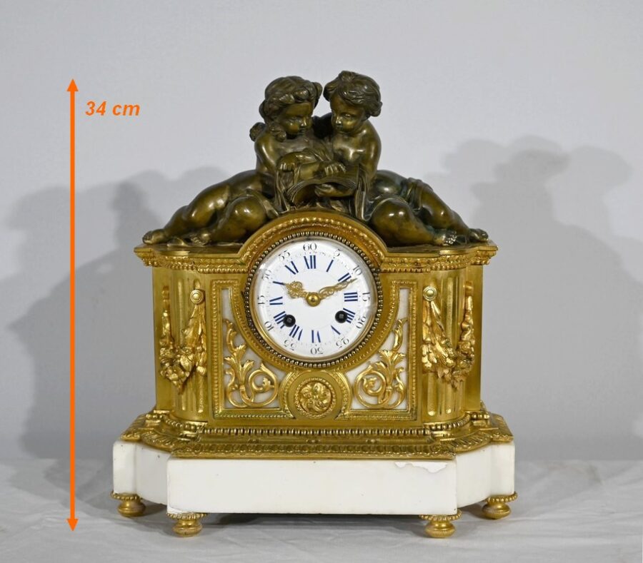 Pendule en Bronze et Marbre, style Louis XVI, époque Napoléon III – Milieu XIXe – Image 24