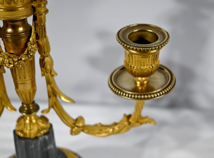Paire de Candélabres en Bronze et Marbre – Milieu XIXe – Image 10