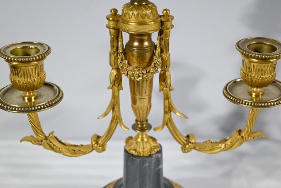 Paire de Candélabres en Bronze et Marbre – Milieu XIXe – Image 11