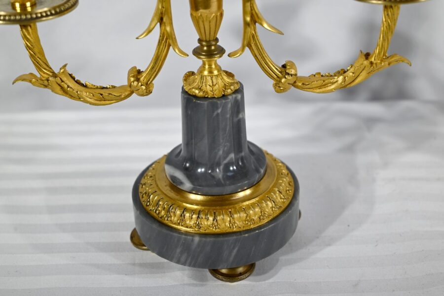 Paire de Candélabres en Bronze et Marbre – Milieu XIXe – Image 12