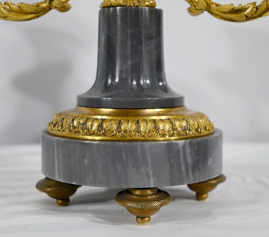 Paire de Candélabres en Bronze et Marbre – Milieu XIXe – Image 19