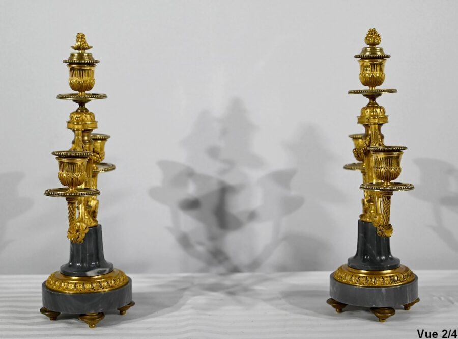 Paire de Candélabres en Bronze et Marbre – Milieu XIXe – Image 20