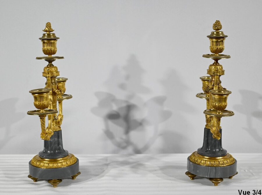 Paire de Candélabres en Bronze et Marbre – Milieu XIXe – Image 21