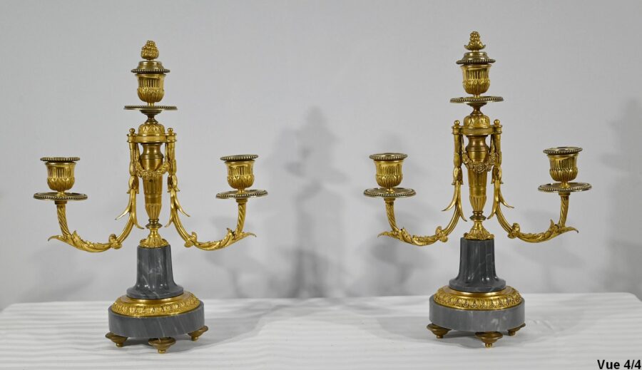 Paire de Candélabres en Bronze et Marbre – Milieu XIXe – Image 22