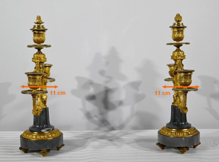 Paire de Candélabres en Bronze et Marbre – Milieu XIXe – Image 25