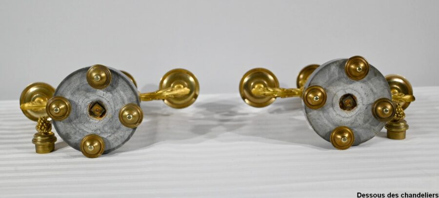 Paire de Candélabres en Bronze et Marbre – Milieu XIXe – Image 26