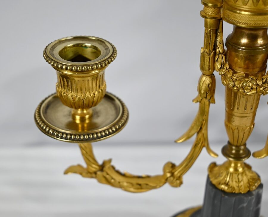 Paire de Candélabres en Bronze et Marbre – Milieu XIXe – Image 9