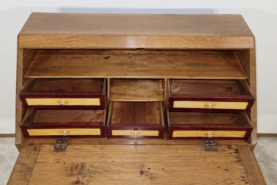 Petit Bureau de Pente en Chêne, goût directoire – 2ème partie XIXe – Image 18