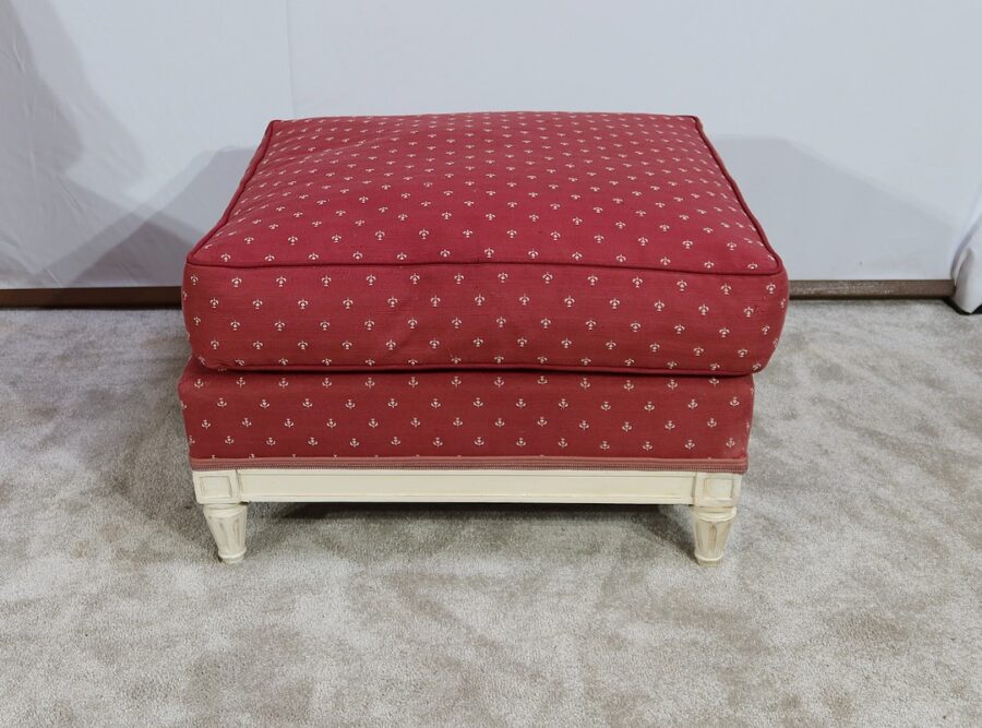 Paire de larges Bergères et Ottoman, style Louis XVI - XXe – Image 6