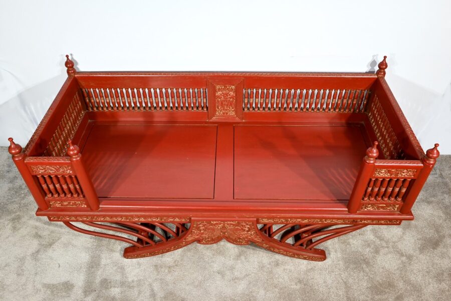 Palanquin Barreaudé en Teck, Chine – Fin XIXe – Image 22
