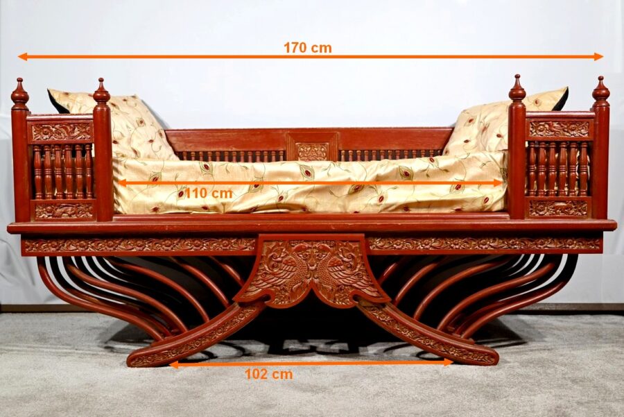 Palanquin Barreaudé en Teck, Chine – Fin XIXe – Image 24