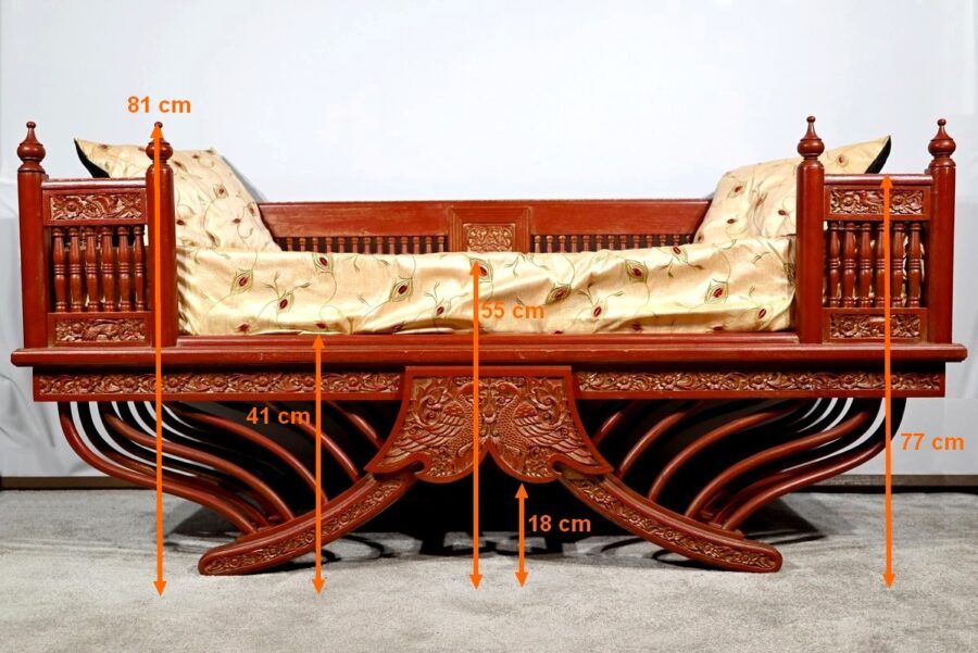 Palanquin Barreaudé en Teck, Chine – Fin XIXe – Image 26