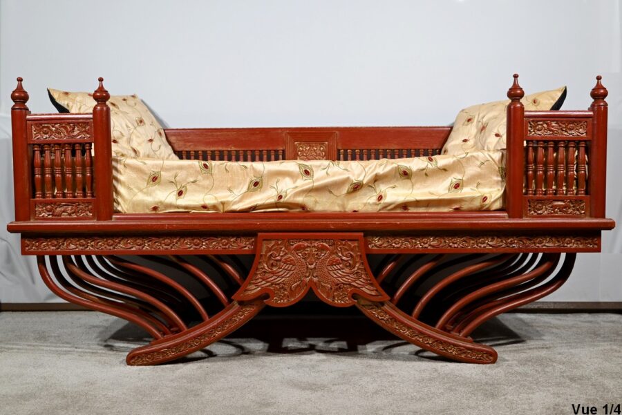 Palanquin Barreaudé en Teck, Chine – Fin XIXe – Image 5