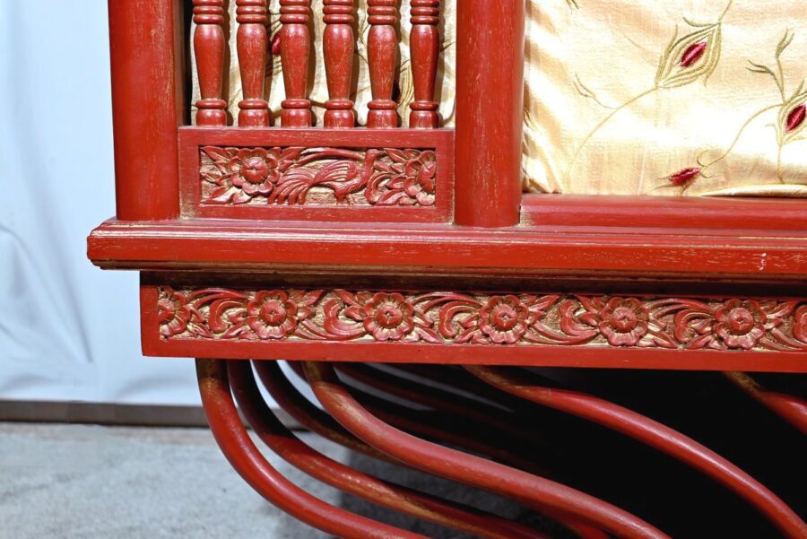 Palanquin Barreaudé en Teck, Chine – Fin XIXe – Image 7