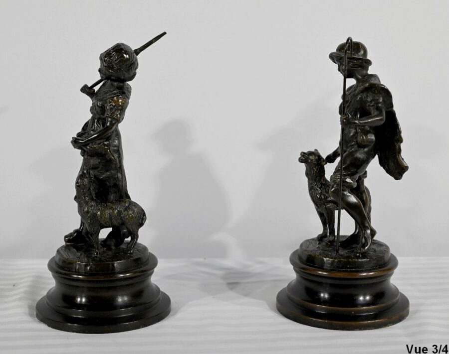Bronzes « Le Berger et la Bergère », signés Laurini, d’après L & F. Moreau – Début XXe – Image 22