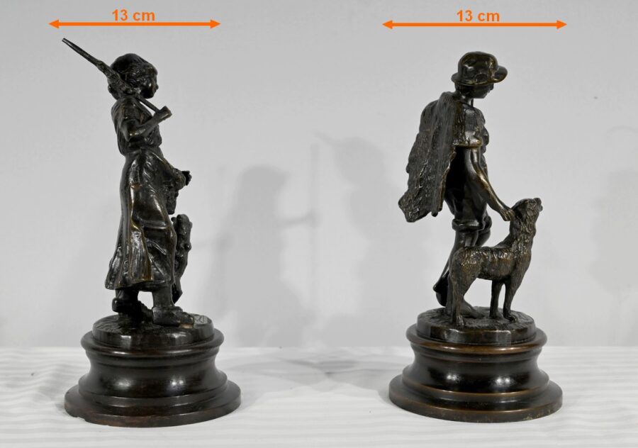 Bronzes « Le Berger et la Bergère », signés Laurini, d’après L & F. Moreau – Début XXe – Image 30