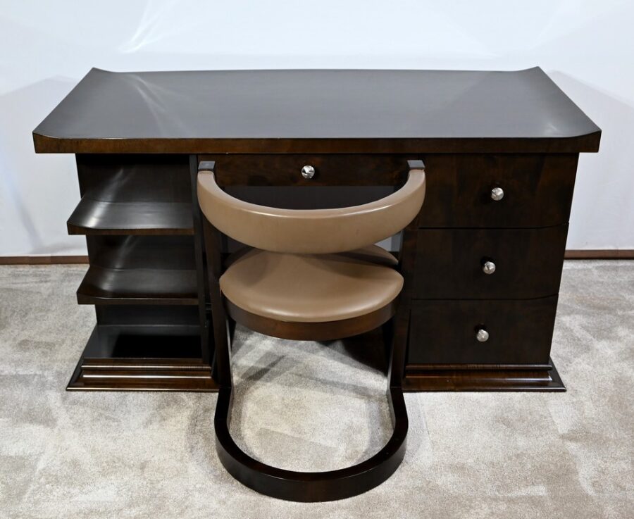 Ensemble Bureau et Fauteuil en Sycomore, Attribué à Hugues Chevalier – 1980