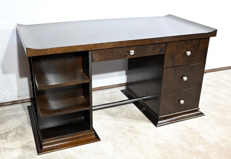 Ensemble Bureau et Fauteuil en Sycomore, Attribué à Hugues Chevalier – 1980 – Image 3