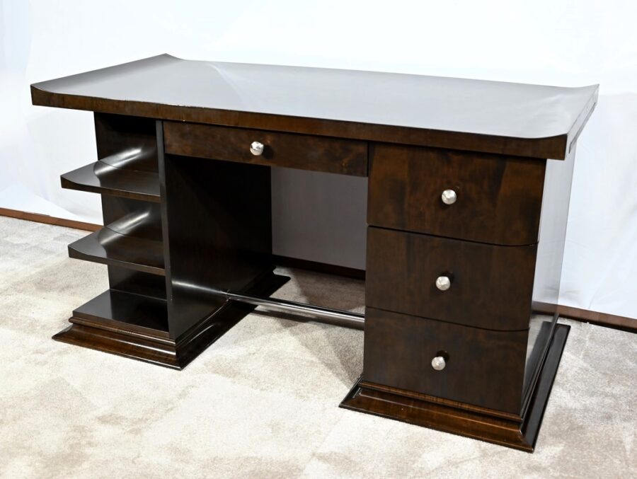 Ensemble Bureau et Fauteuil en Sycomore, Attribué à Hugues Chevalier – 1980 – Image 4