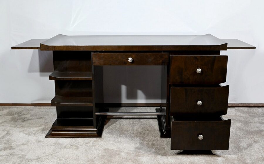 Ensemble Bureau et Fauteuil en Sycomore, Attribué à Hugues Chevalier – 1980 – Image 5