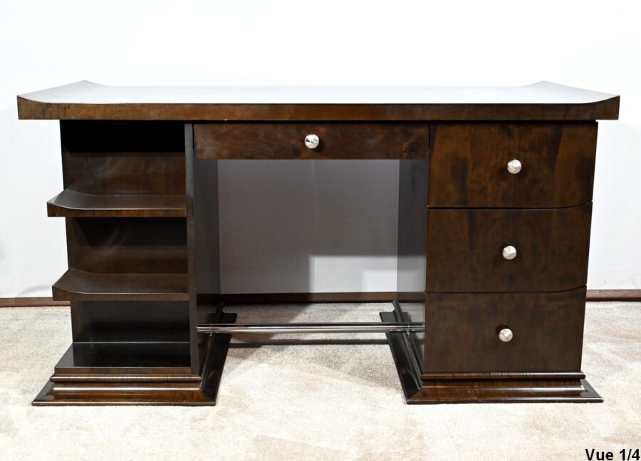 Ensemble Bureau et Fauteuil en Sycomore, Attribué à Hugues Chevalier – 1980 – Image 9