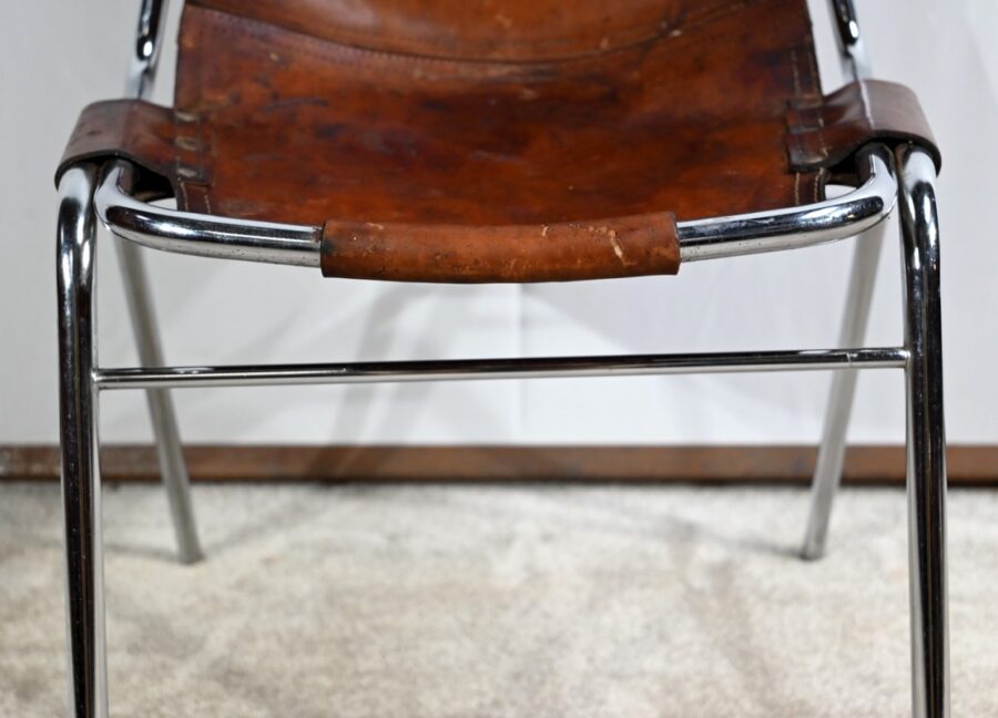 Chaise en Métal et Cuir, par C.Perriand pour les Arcs – 1960 – Image 12