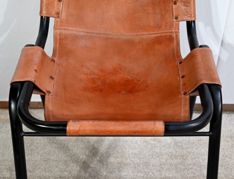 Paire de Chaises en Métal et Cuir, d'après C.Perriand pour les Arcs – 1960 – Image 14